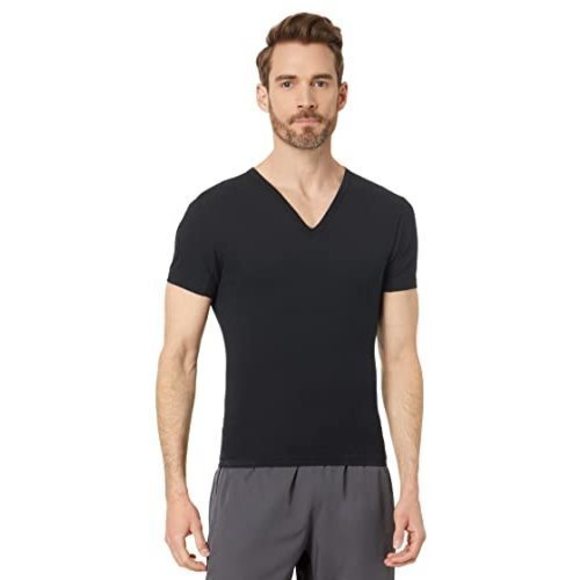 SPANX Mens Cotton Spandex V Neck T Shirt Black XL - Picture 1 of 1